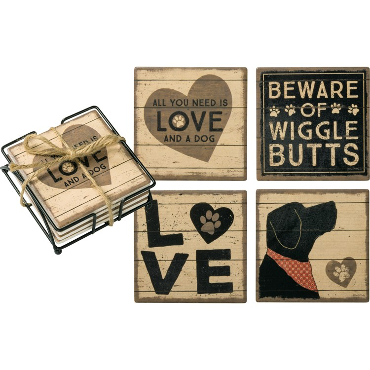 Coaster set- All You Need Is Love and a Dog
