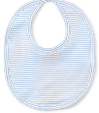 Soft cotton bib trimmed in white with velcro closure.  Great for monogramming ($6 additional fee).