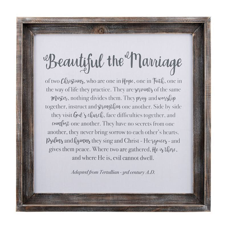 Beautiful The Marriage Framed Fabric Board, 24”x24”